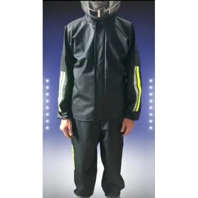 Unisex Tam Kalıp Motorcu Kurye Su Gecirmez Yağmurluk Takım - Siyah