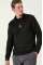 Unisex Uzun Kol Yarım Farmuarlı Yakalı Basic SweatShirt - Siyah