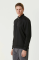 Unisex Uzun Kol Yarım Farmuarlı Yakalı Basic SweatShirt - Siyah