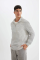 Unisex Uzun Kol Yarım Farmuarlı Yakalı Basic SweatShirt - Gri