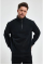 Oversize Yarım Farmuarlı Yakalı Basic SweatShirt - Siyah