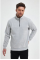 Oversize Yarım Farmuarlı Yakalı Basic SweatShirt - Gri