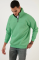 Oversize Yarım Farmuarlı Yakalı Basic SweatShirt - Yeşil