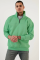 Oversize Yarım Farmuarlı Yakalı Basic SweatShirt - Yeşil