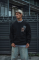 Uzun Kol Bisiklet Yaka Baskılı SweatShirt - Siyah