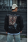 Uzun Kol Bisiklet Yaka Baskılı SweatShirt - Siyah