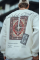 Uzun Kol Bisiklet Yaka Baskılı SweatShirt - Beyaz