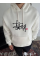 Üç İplik Kapşonlu Baskılı SweatShirt - Beyaz