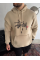 Üç İplik Kapşonlu Baskılı SweatShirt - Bej