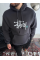 Üç İplik Kapşonlu Baskılı SweatShirt - Füme