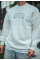 Üç İplik Bisiklet Yaka Baskılı SweatShirt - Beyaz