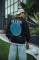 Üç İplik Bisiklet Yaka Baskılı SweatShirt - Siyah