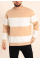Parçalı Bisiklet Yaka Baskılı SweatShirt - Bej