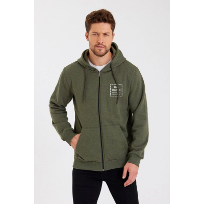 Unisex Tam Fermuarlı Kapşonlu Özel Tasarım SweatShirt - Haki Unisex Tam Fermuarlı Kapşonlu Özel Tasarım SweatShirt - Haki