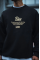 Kışlık Bisiklet Yaka Ön Ve Arka Baskılı SweatShirt - Siyah