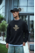 Kışlık Bisiklet Yaka Ön Ve Arka Baskılı SweatShirt - Siyah