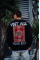 Oversize Bisiklet Yaka Üç İplik Baskılı SweatShirt - Siyah