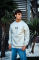 Oversize Bisiklet Yaka Üç İplik Baskılı SweatShirt - Beyaz
