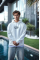 Üç İplik Penye Kapşonlu Baskılı SweatShirt - Beyaz