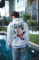 Üç İplik Penye Kapşonlu Baskılı SweatShirt - Beyaz