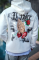 Üç İplik Penye Kapşonlu Baskılı SweatShirt - Beyaz