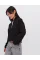 Oversize Yarım Farmuarlı Yakalı Basic SweatShirt - Siyah