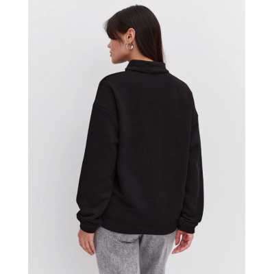 Oversize Yarım Farmuarlı Yakalı Basic SweatShirt - Siyah Oversize Yarım Farmuarlı Yakalı Basic SweatShirt - Siyah