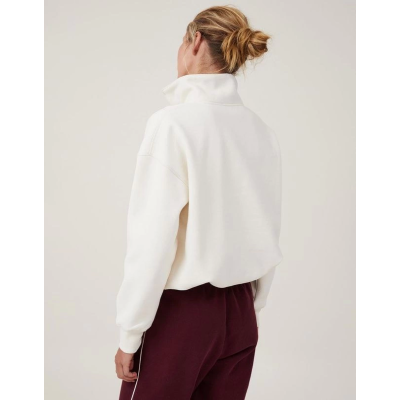 Oversize Yarım Farmuarlı Yakalı Basic SweatShirt - Beyaz Oversize Yarım Farmuarlı Yakalı Basic SweatShirt - Beyaz