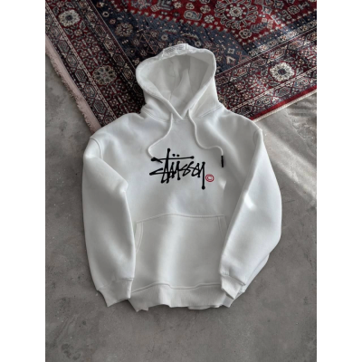 Üç İplik Kapşonlu Baskılı SweatShirt - Beyaz Üç İplik Kapşonlu Baskılı SweatShirt - Beyaz