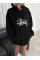 Üç İplik Kapşonlu Baskılı SweatShirt - Siyah Üç İplik Kapşonlu Baskılı SweatShirt - Siyah