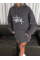 Üç İplik Kapşonlu Baskılı SweatShirt - Füme Üç İplik Kapşonlu Baskılı SweatShirt - Füme