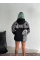 Kışlık Üç İplik Baskılı Kapşonlu SweatShirt - Siyah Kışlık Üç İplik Baskılı Kapşonlu SweatShirt - Siyah