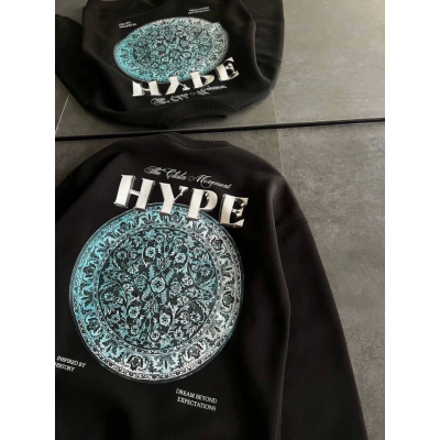 Üç İplik Bisiklet Yaka Baskılı SweatShirt - Siyah Üç İplik Bisiklet Yaka Baskılı SweatShirt - Siyah