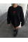 Oversize Üç İplik Bisiklet Yaka Baskılı SweatShirt - Siyah Oversize Üç İplik Bisiklet Yaka Baskılı SweatShirt - Siyah