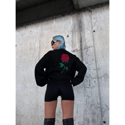 Oversize Üç İplik Bisiklet Yaka Baskılı SweatShirt - Siyah Oversize Üç İplik Bisiklet Yaka Baskılı SweatShirt - Siyah