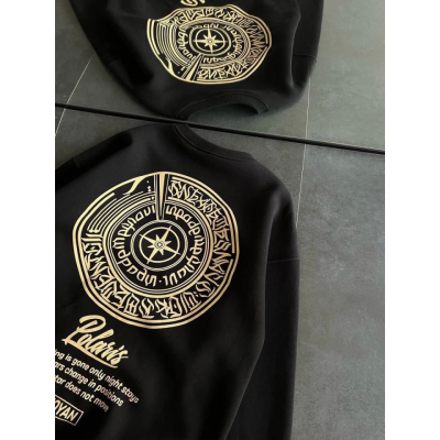Kışlık Bisiklet Yaka Ön Ve Arka Baskılı SweatShirt - Siyah Kışlık Bisiklet Yaka Ön Ve Arka Baskılı SweatShirt - Siyah
