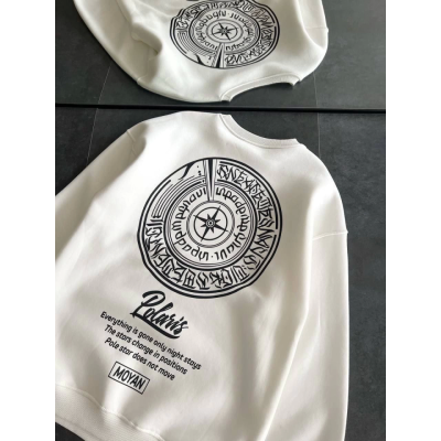 Kışlık Bisiklet Yaka Ön Ve Arka Baskılı SweatShirt - Beyaz Kışlık Bisiklet Yaka Ön Ve Arka Baskılı SweatShirt - Beyaz