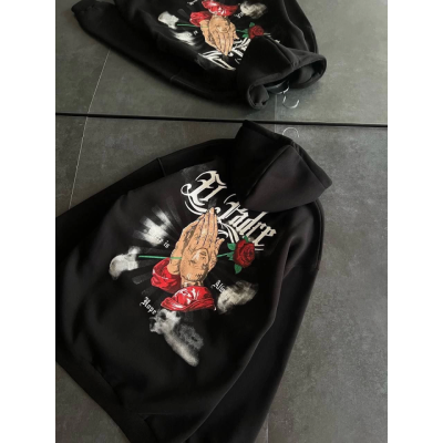 Üç İplik Penye Uzun Kol Kapşonlu Baskılı SweatShirt - Siyah Üç İplik Penye Uzun Kol Kapşonlu Baskılı SweatShirt - Siyah