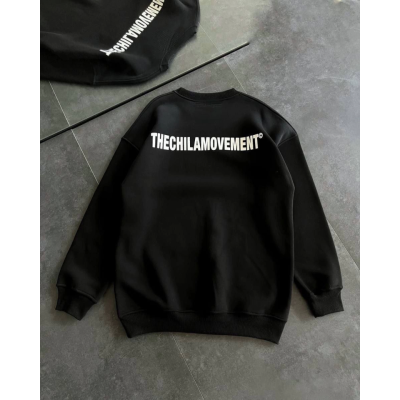 Kışlık Bisiklet Yaka Oversize Baskılı SweatShirt - Siyah Kışlık Bisiklet Yaka Oversize Baskılı SweatShirt - Siyah