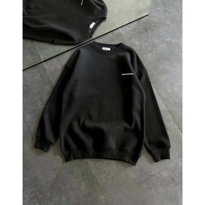 Kışlık Bisiklet Yaka Oversize Baskılı SweatShirt - Siyah Kışlık Bisiklet Yaka Oversize Baskılı SweatShirt - Siyah