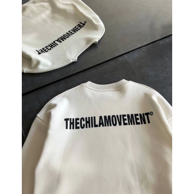 Kışlık Bisiklet Yaka Oversize Baskılı SweatShirt - Beyaz Kışlık Bisiklet Yaka Oversize Baskılı SweatShirt - Beyaz
