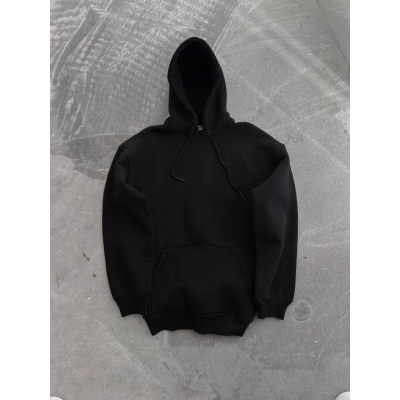 Kapşonlu Üç İplik Penye Basic SweatShirt - Siyah Kapşonlu Üç İplik Penye Basic SweatShirt - Siyah