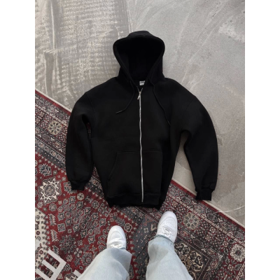 Oversize Tam Fermuarlı Uzun Kol Hırka - Siyah Oversize Tam Fermuarlı Uzun Kol Hırka - Siyah