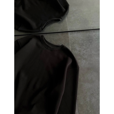 Kışlık Bisiklet Yaka Üç İplik Basic SweatShirt - Siyah Kışlık Bisiklet Yaka Üç İplik Basic SweatShirt - Siyah