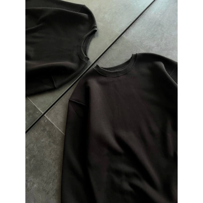 Kışlık Bisiklet Yaka Üç İplik Basic SweatShirt - Siyah Kışlık Bisiklet Yaka Üç İplik Basic SweatShirt - Siyah