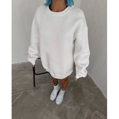 Kışlık Bisiklet Yaka Üç İplik Basic SweatShirt - Beyaz Kışlık Bisiklet Yaka Üç İplik Basic SweatShirt - Beyaz