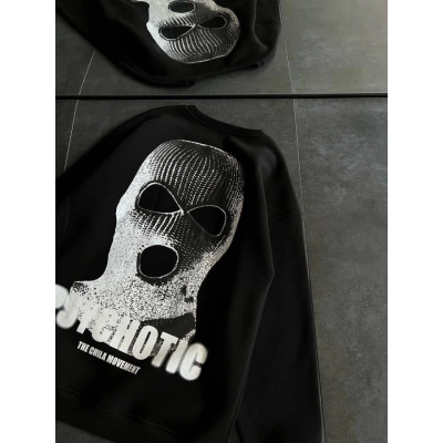 Kışlık Bisiklet Yaka Baskılı SweatShirt - Siyah Kışlık Bisiklet Yaka Baskılı SweatShirt - Siyah