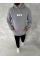 Uzun Kol Kapşonlu Göğüs Baskılı SweatShirt - Gri