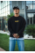 Kışlık Bisiklet Yaka Baskılı SweatShirt - Siyah