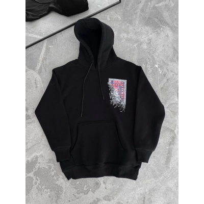 Uzun Kol Kapşonlu Ön Ve Arka Baskılı SweatShirt - Siyah Uzun Kol Kapşonlu Ön Ve Arka Baskılı SweatShirt - Siyah
